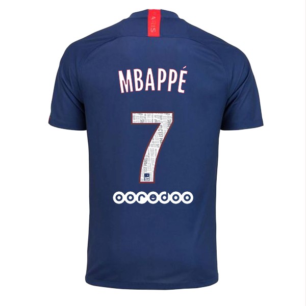 Camiseta Paris Saint Germain NO.7 Mbappe Replica Primera Ropa 2019/20 Azul